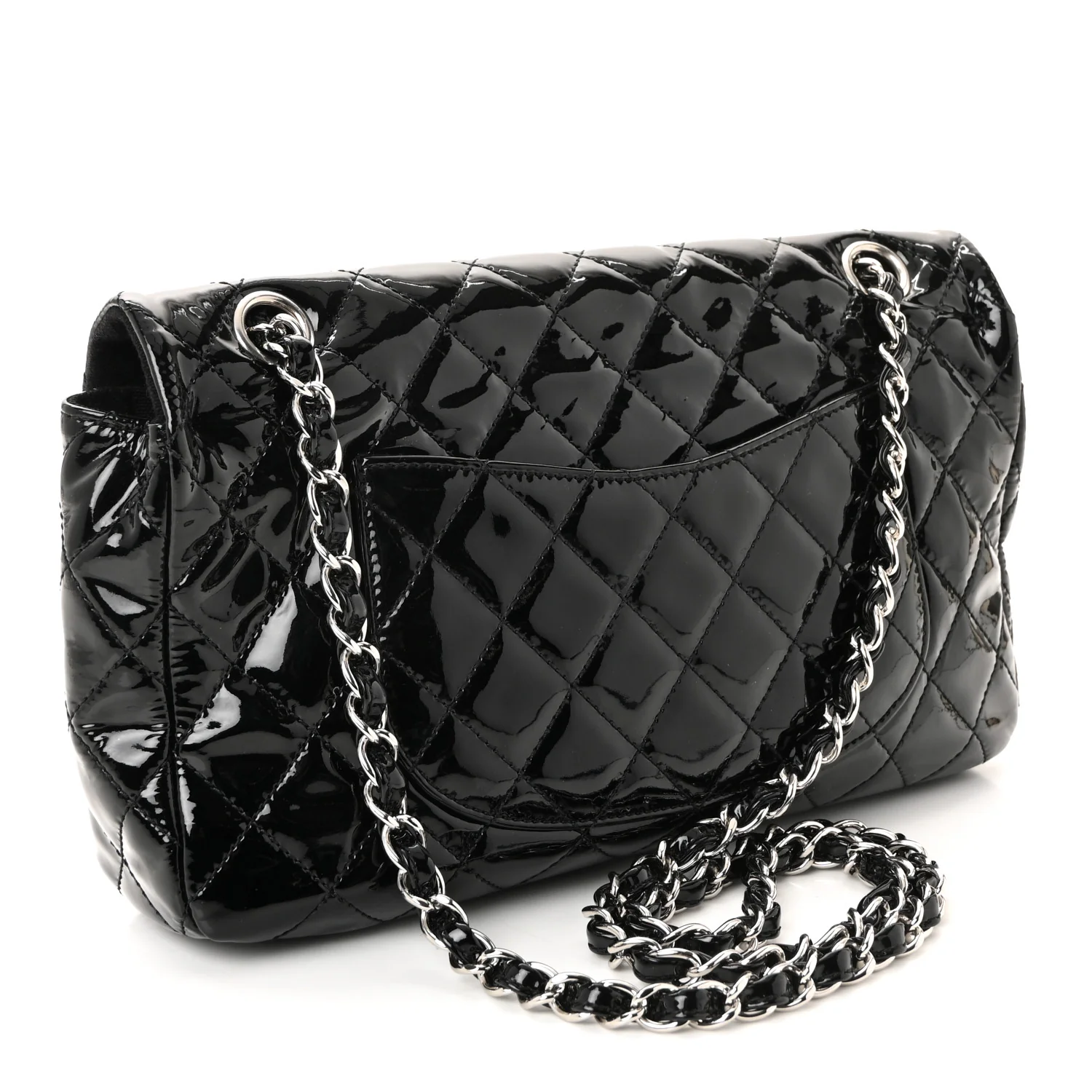 Patent Quilted Medium Single Flap Black - Image 3