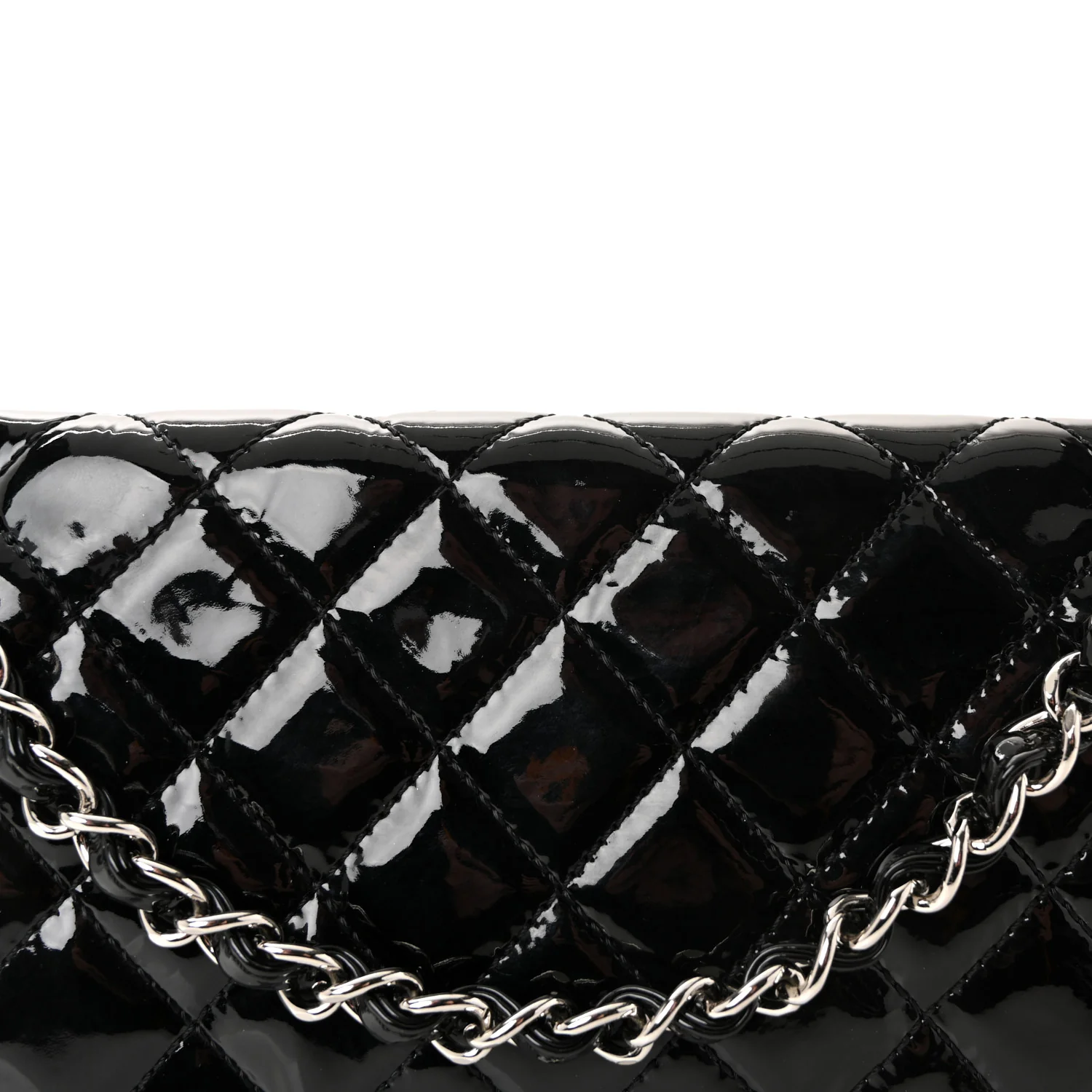 Patent Quilted Medium Single Flap Black - Image 8