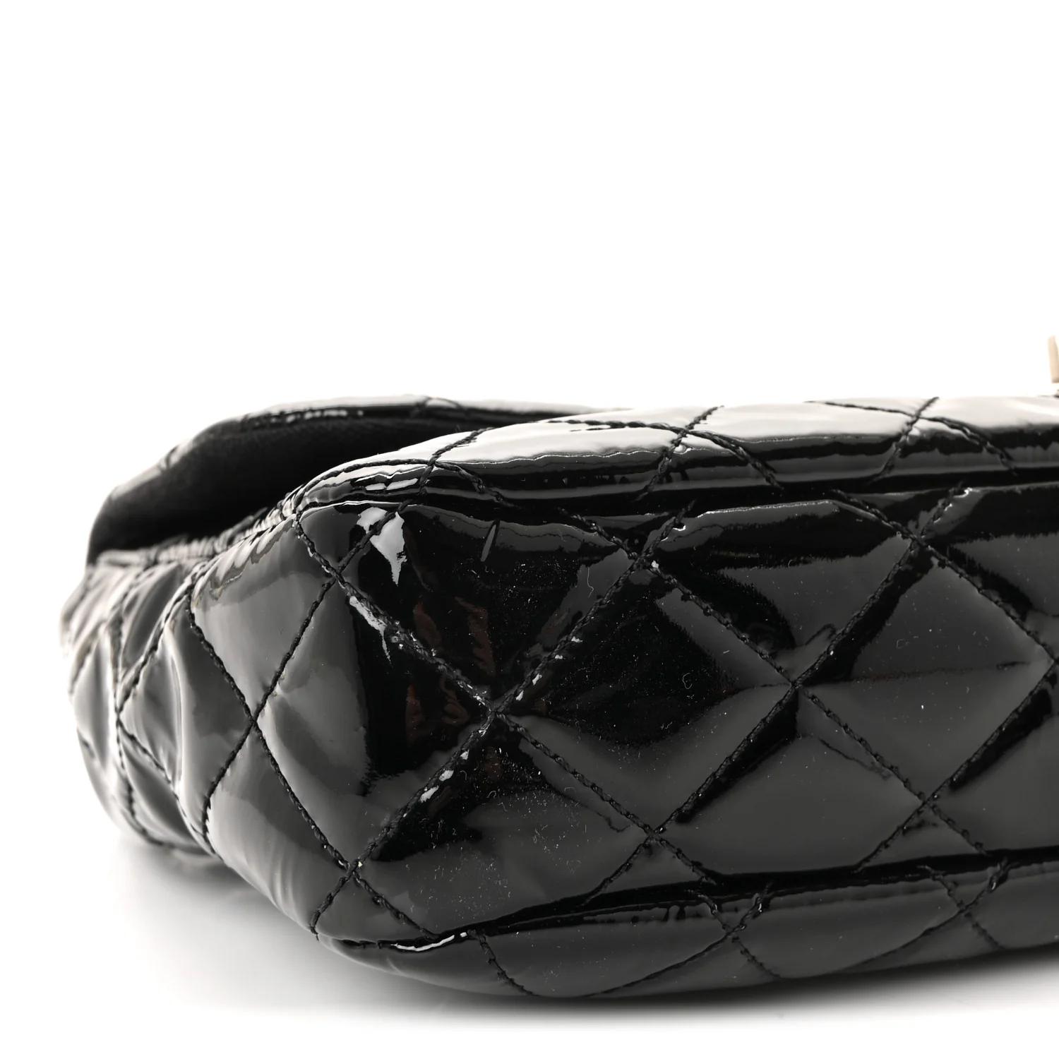 Patent Quilted Medium Single Flap Black - Image 9