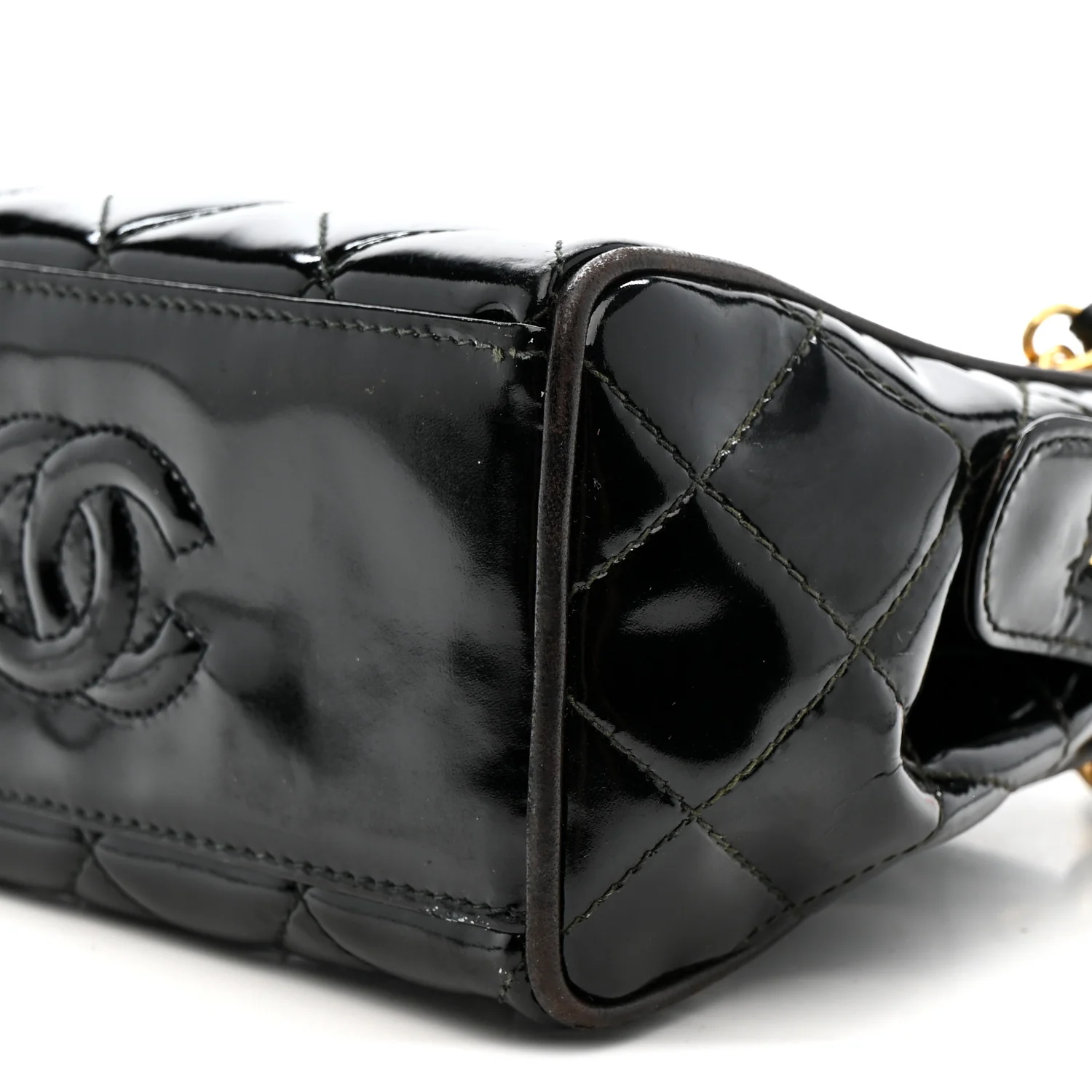 Patent Quilted Mini Shoulder Bag Black - Image 10
