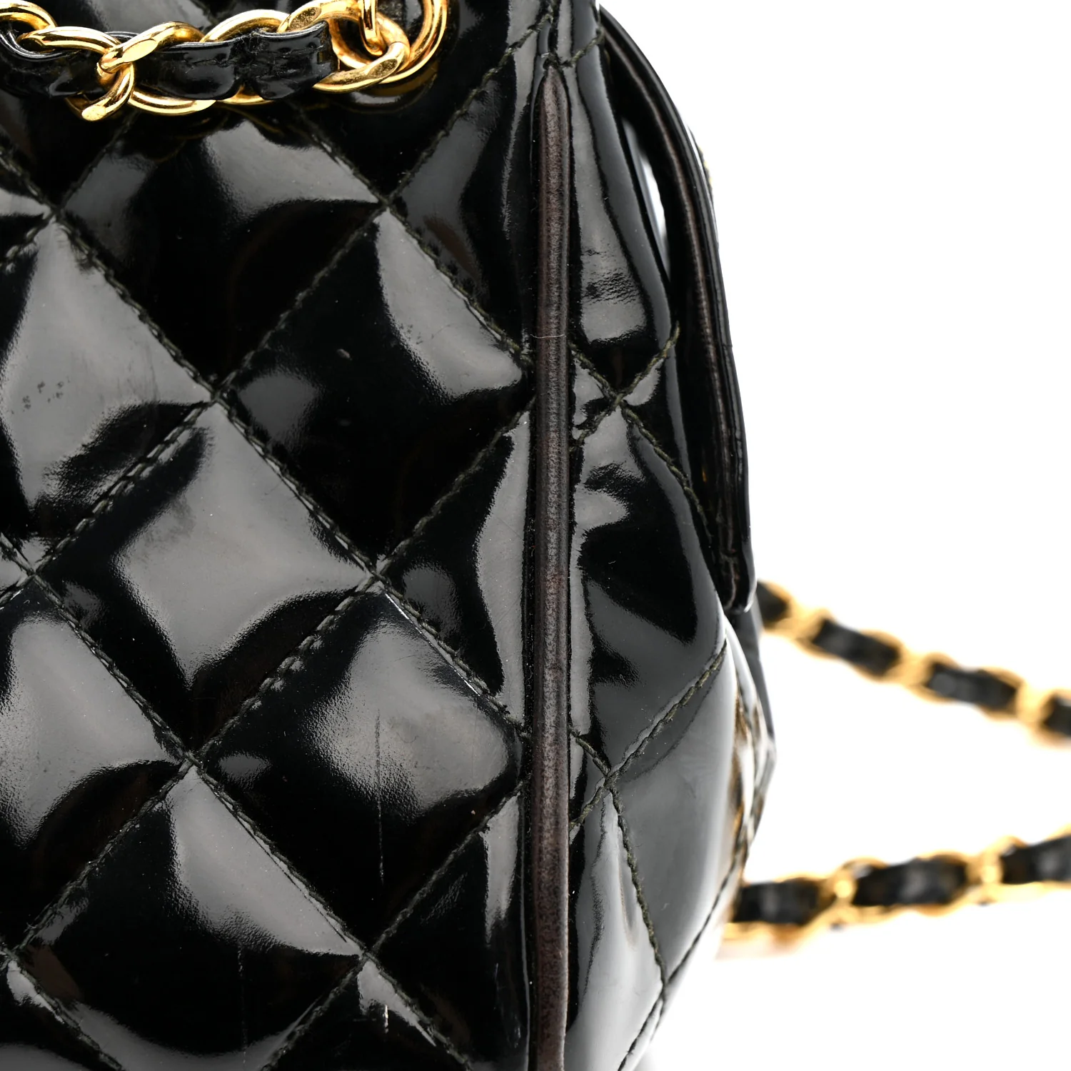 Patent Quilted Mini Shoulder Bag Black - Image 11