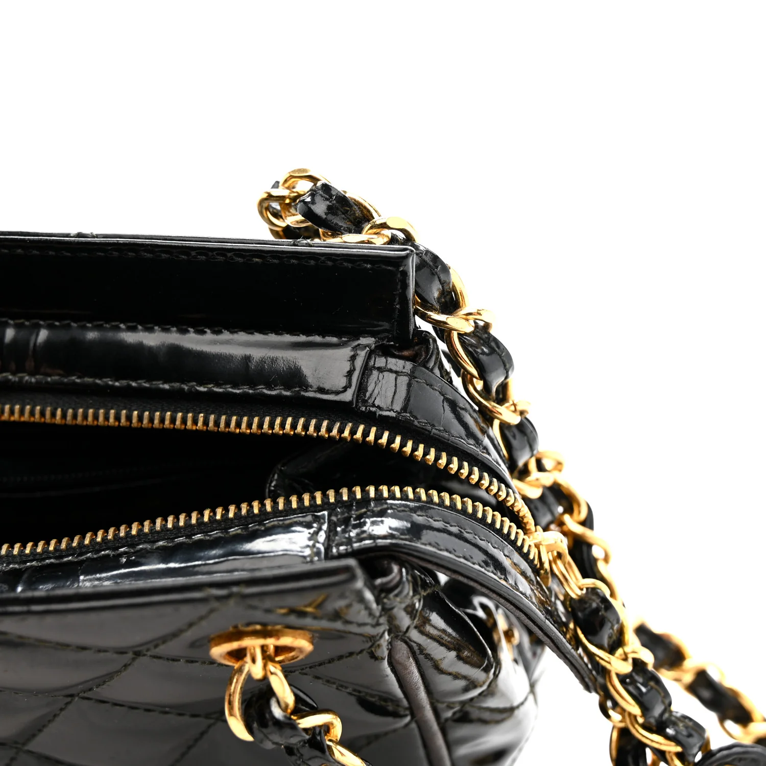 Patent Quilted Mini Shoulder Bag Black - Image 13