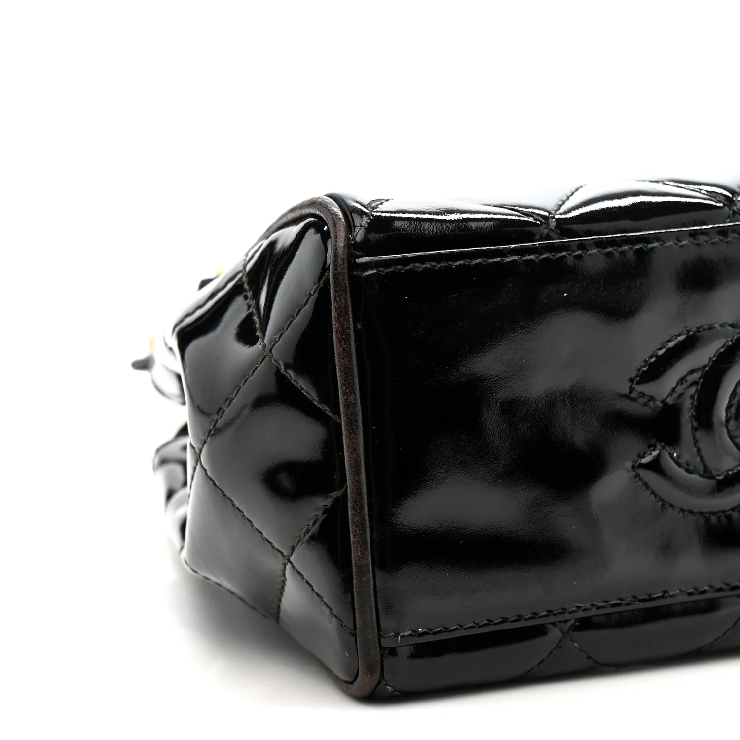 Patent Quilted Mini Shoulder Bag Black - Image 9