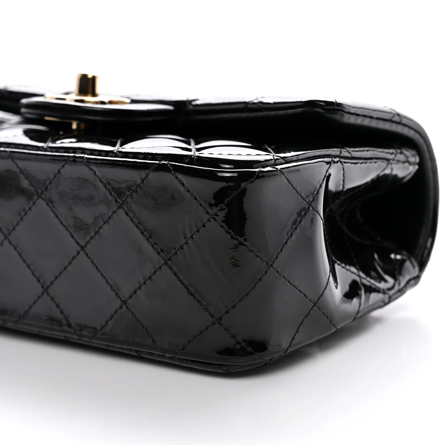 Patent Quilted Mini Top Handle Rectangular Flap Black - Image 10