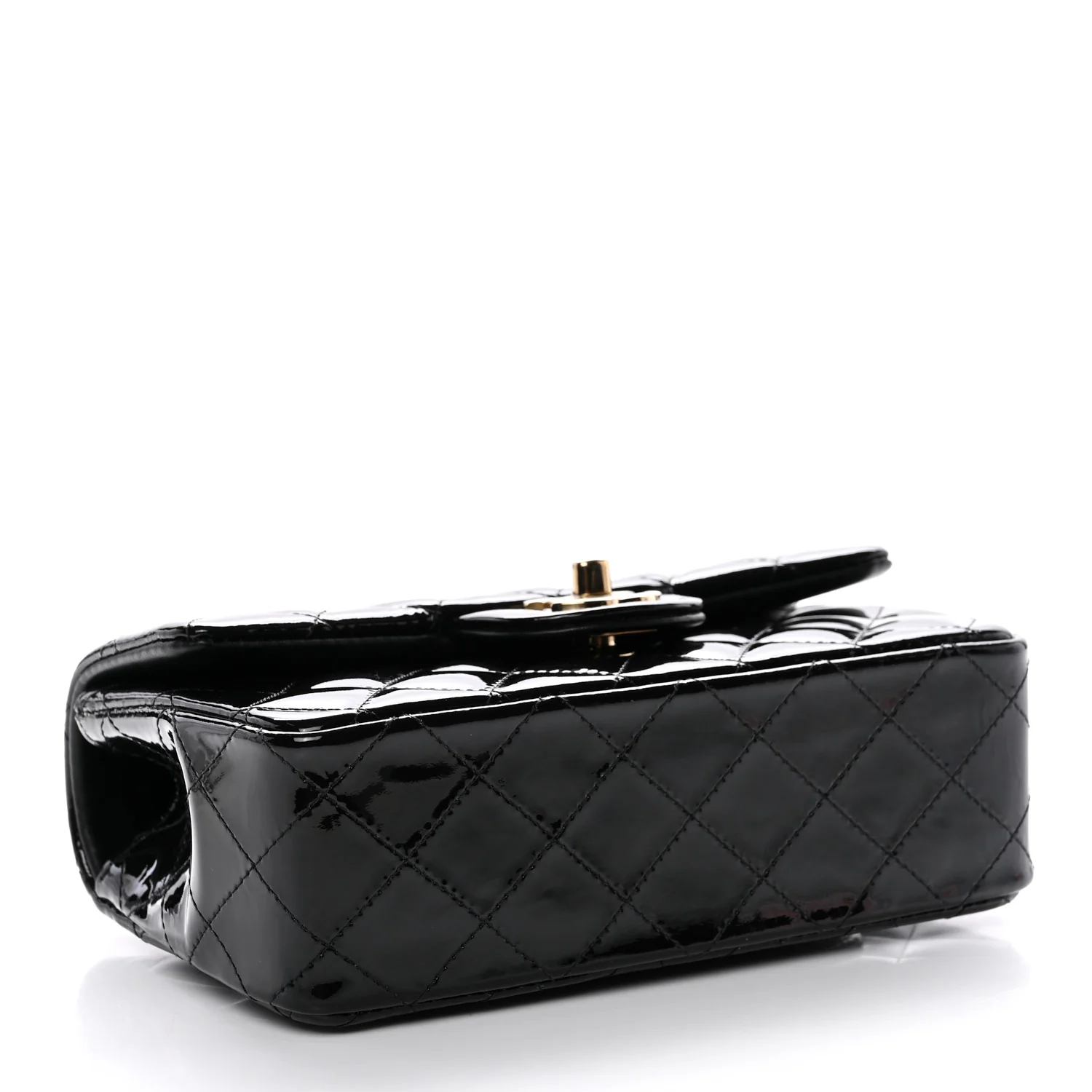 Patent Quilted Mini Top Handle Rectangular Flap Black - Image 4