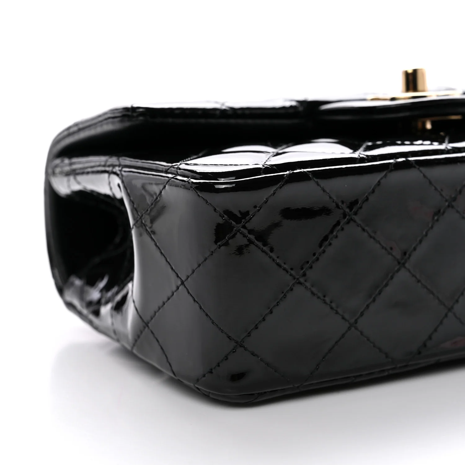 Patent Quilted Mini Top Handle Rectangular Flap Black - Image 9
