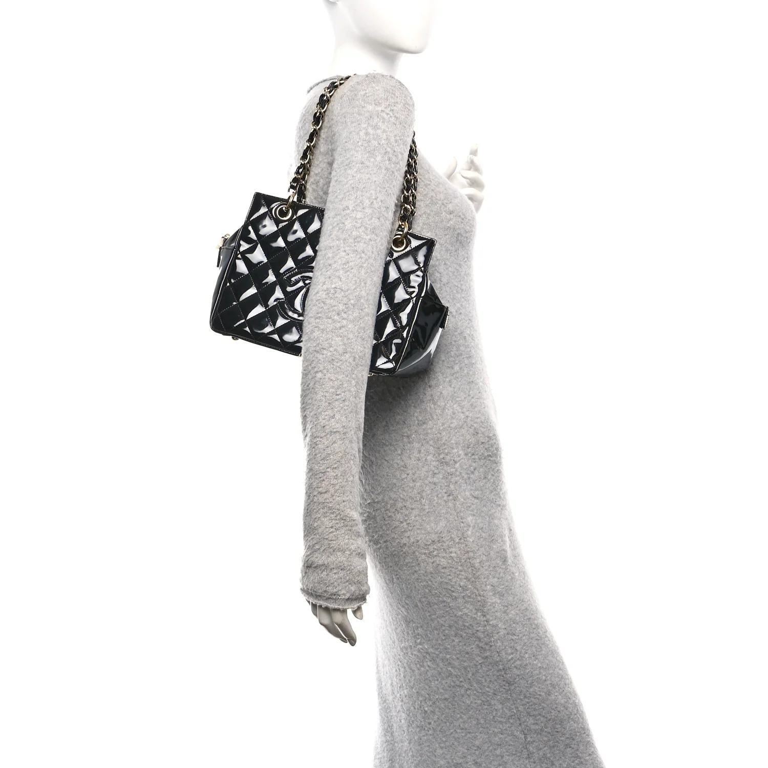 Patent Quilted Petit Timeless Tote PTT Black - Image 2