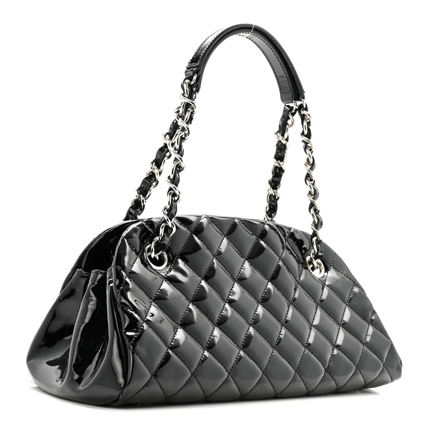 Patent Quilted Small Just Mademoiselle Bowling Bag Black - Image 3