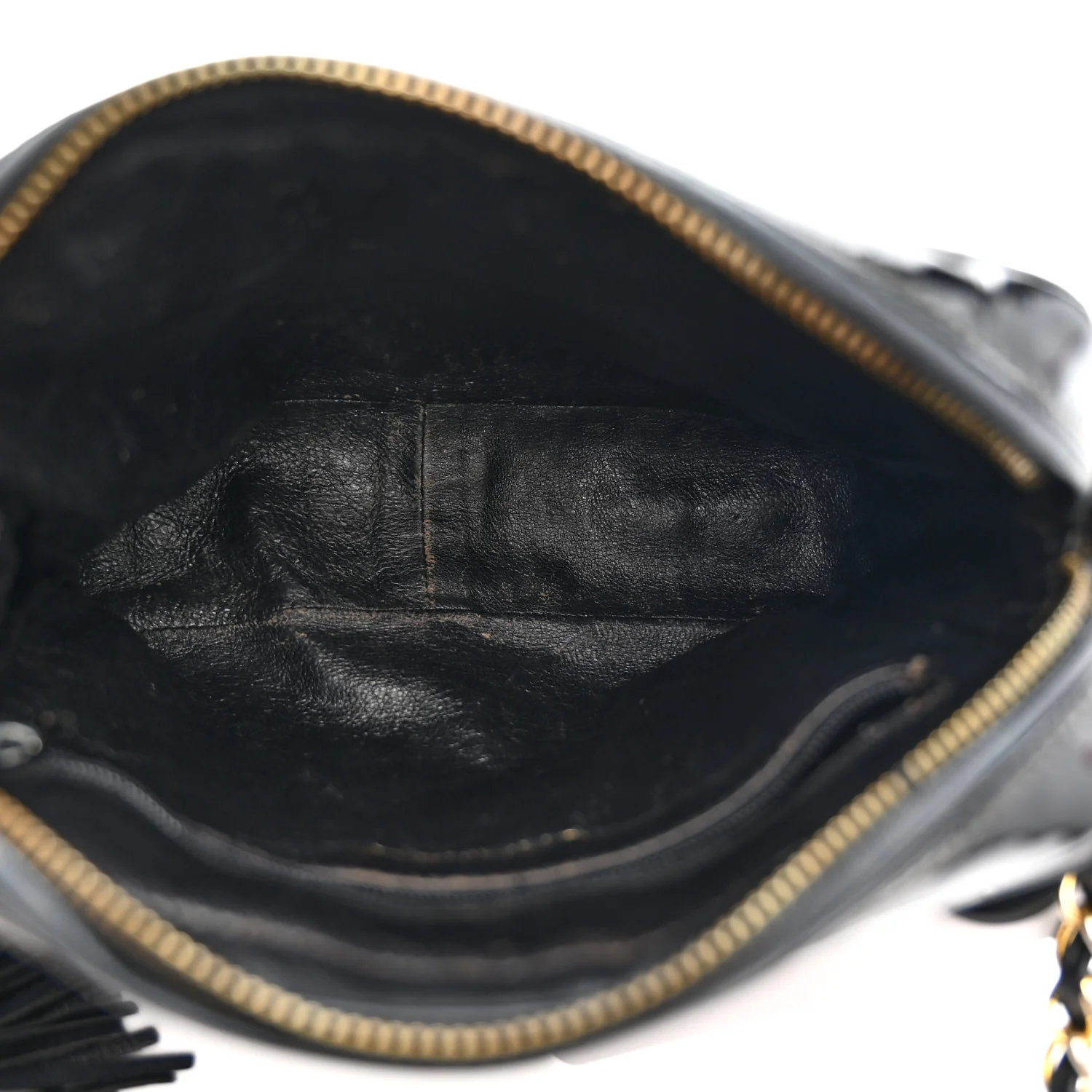 Patent Quilted Tassel Camera Case Black - Image 5