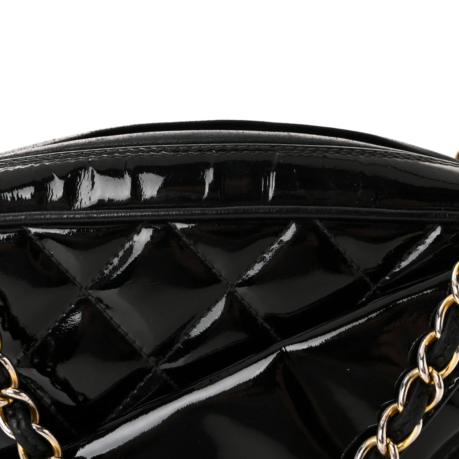 Patent Quilted Tassel Camera Case Black - Image 8