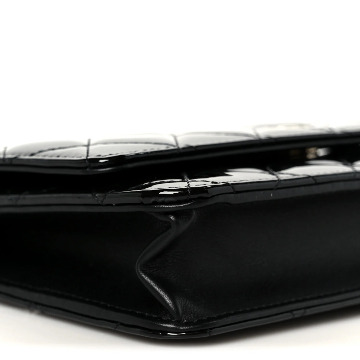 Patent Quilted Wallet On Chain WOC Black - Image 10