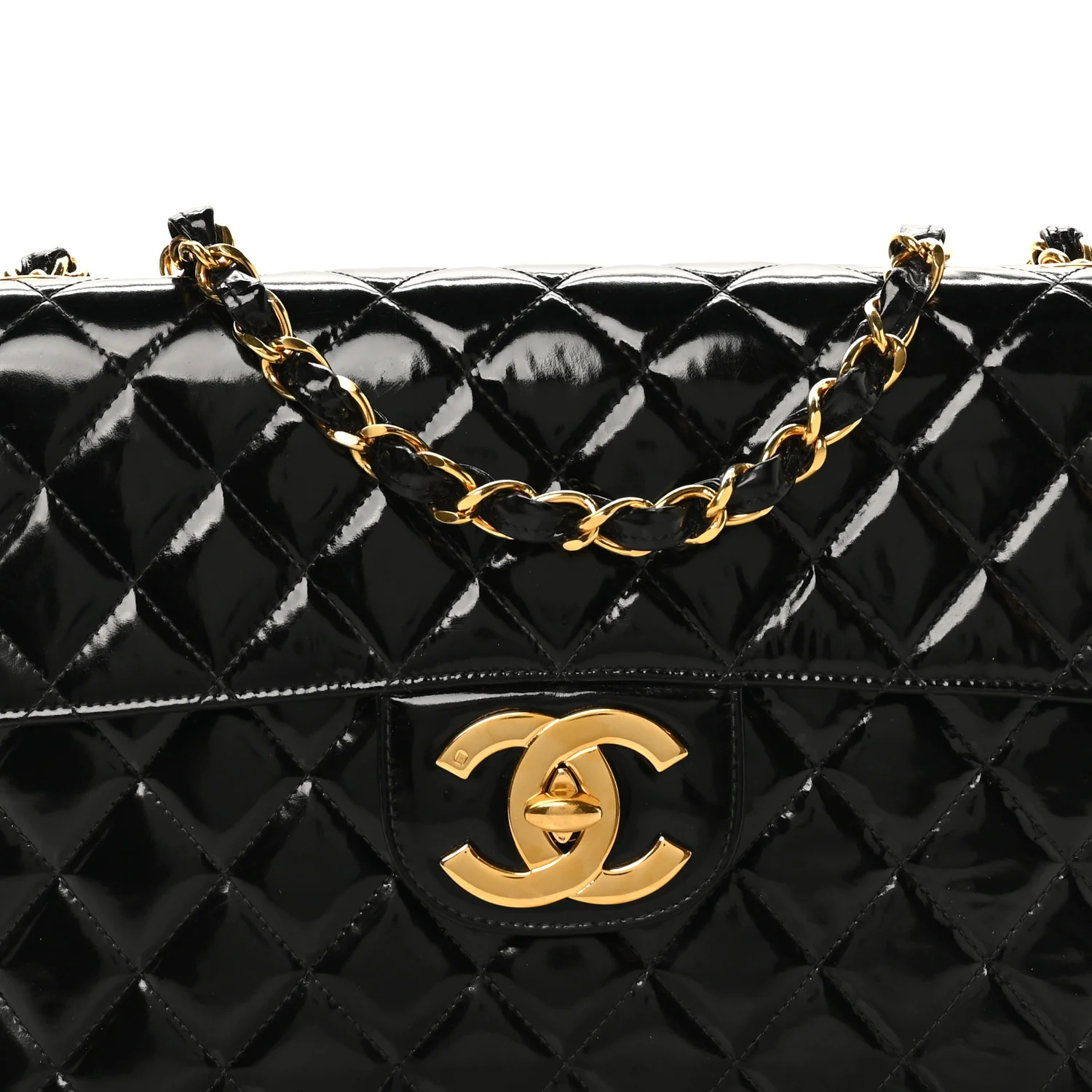 Patent Quilted XL Jumbo Single Flap Black - Image 8