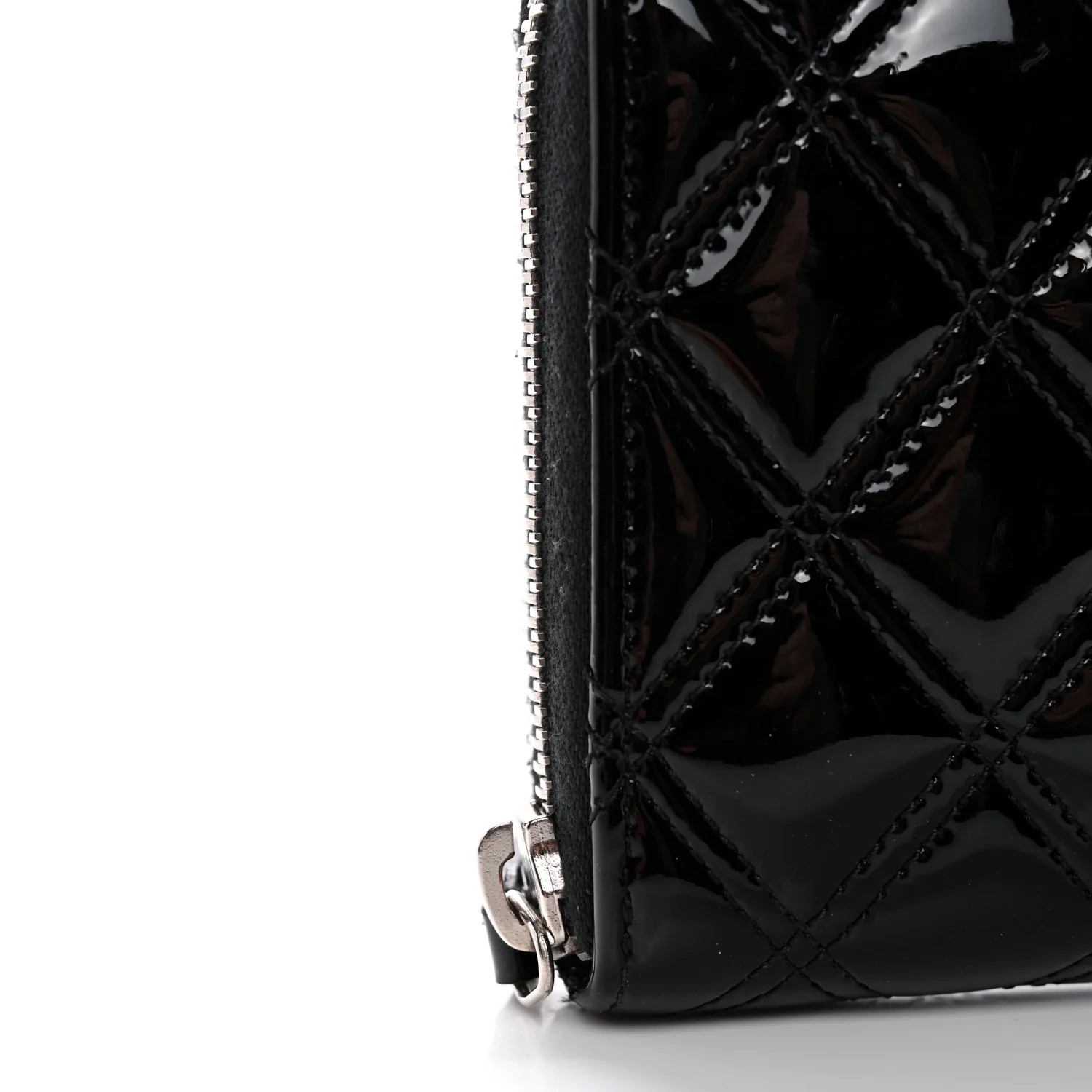 Patent Quilted Zip Around Wallet Black - Image 11