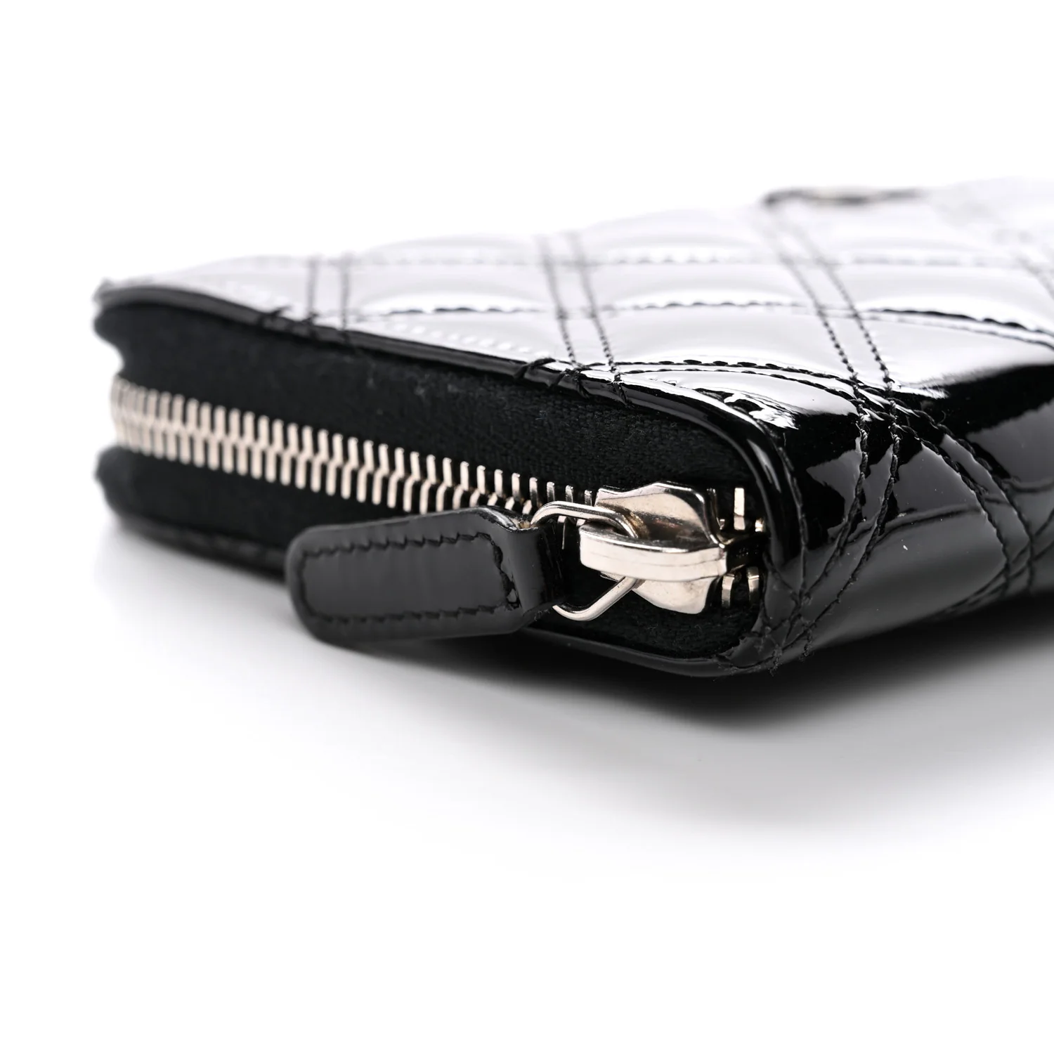 Patent Quilted Zip Around Wallet Black - Image 12