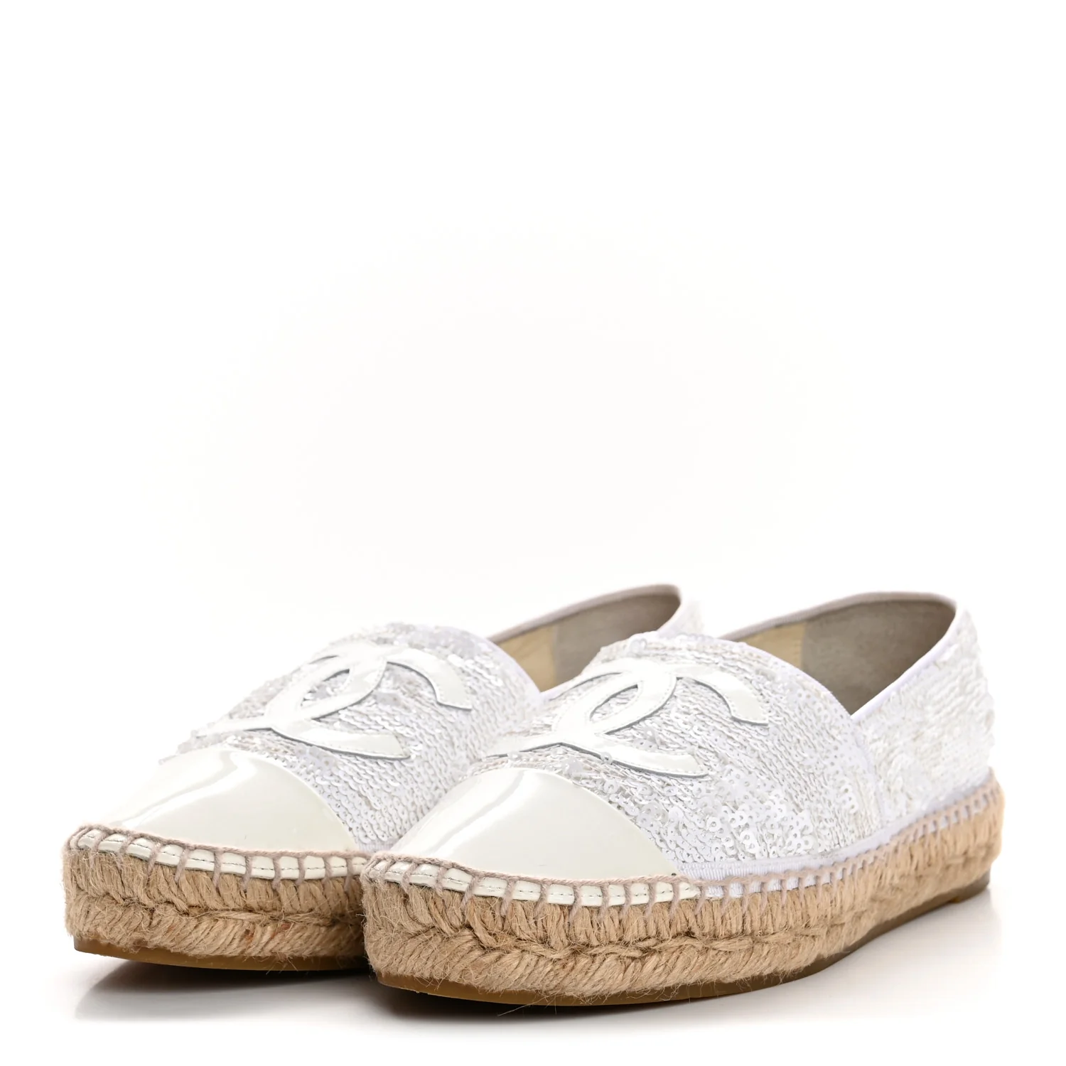 Patent Sequin CC Espadrilles 36 White - Image 4