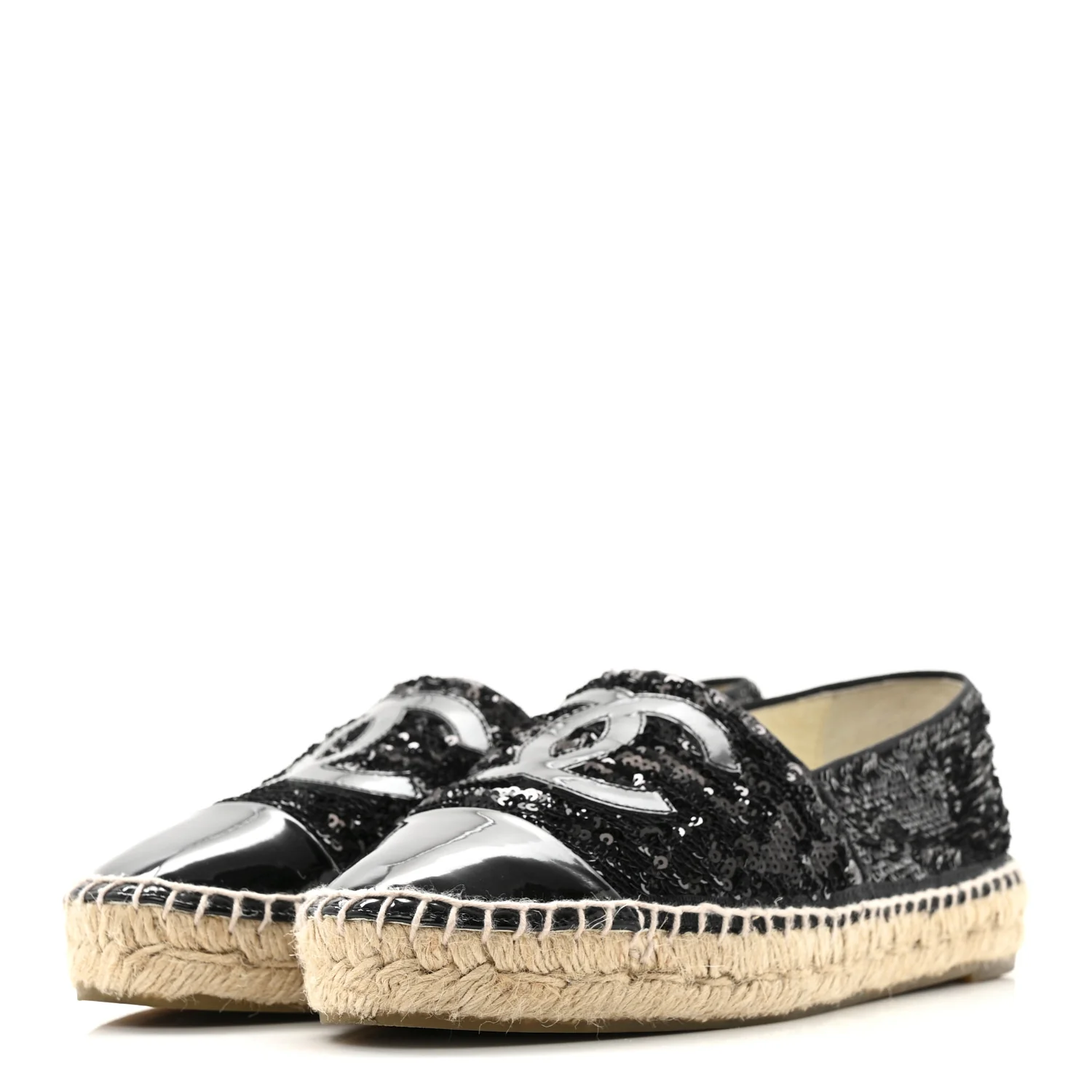 Patent Sequin CC Espadrilles 39 Black - Image 4