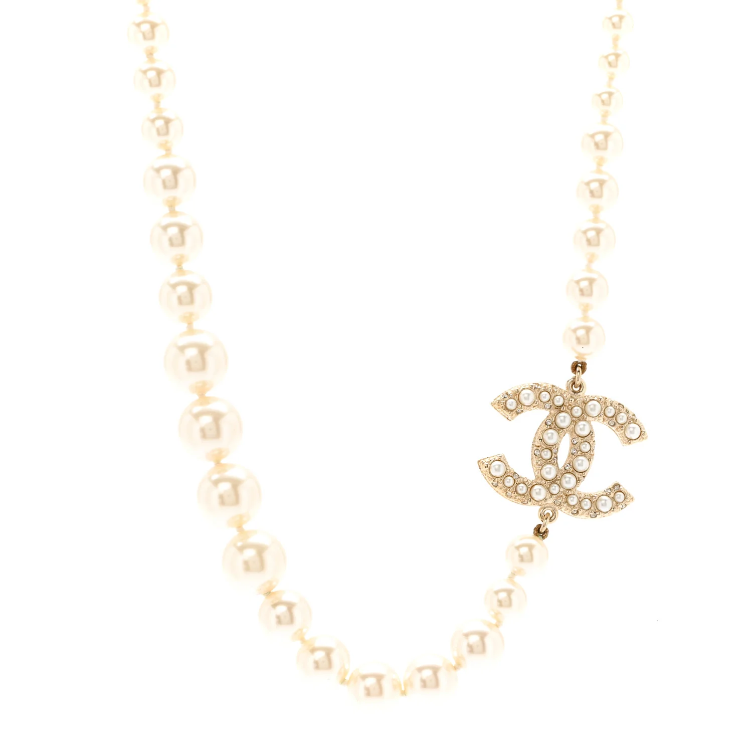 Pearl CC 100th Anniversary Necklace Light Gold