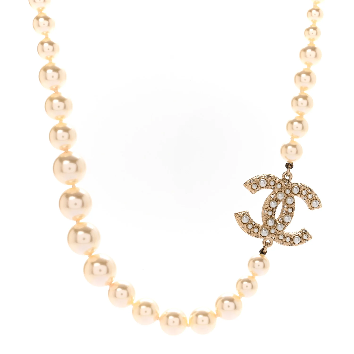 Pearl CC 100th Anniversary Necklace Light Gold
