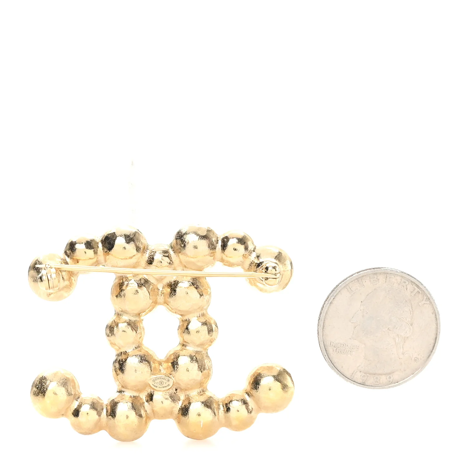 Pearl CC Brooch Gold Pearly White - Image 2