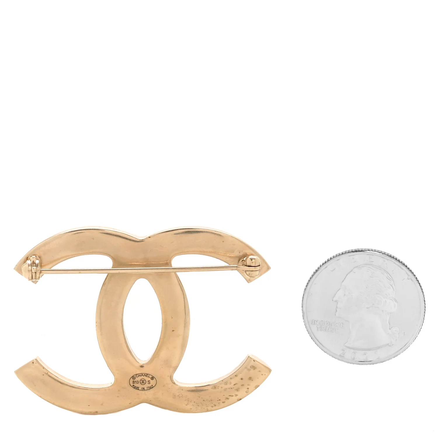 Pearl CC Brooch Gold Pearly White - Image 2