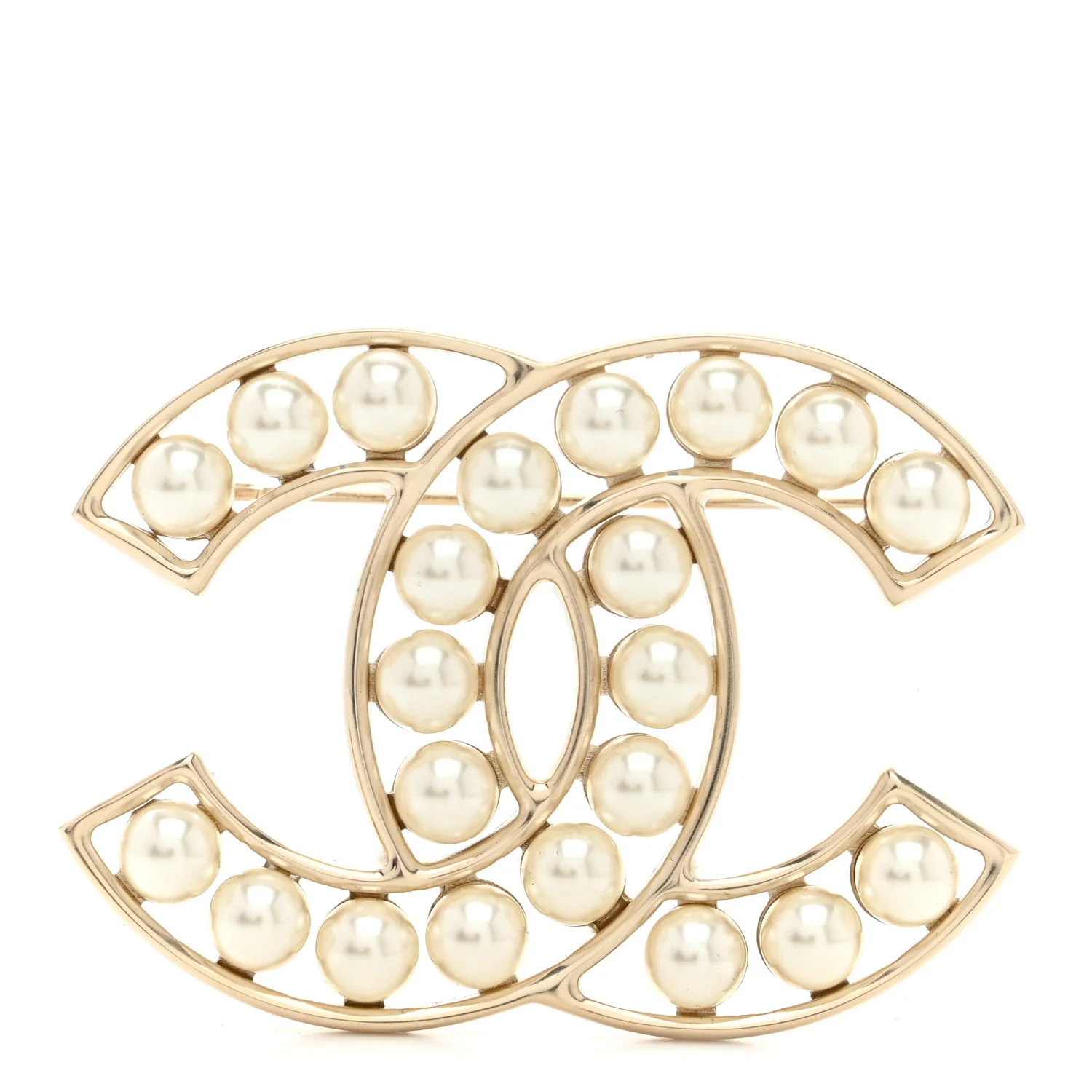 Pearl CC Brooch Light Gold