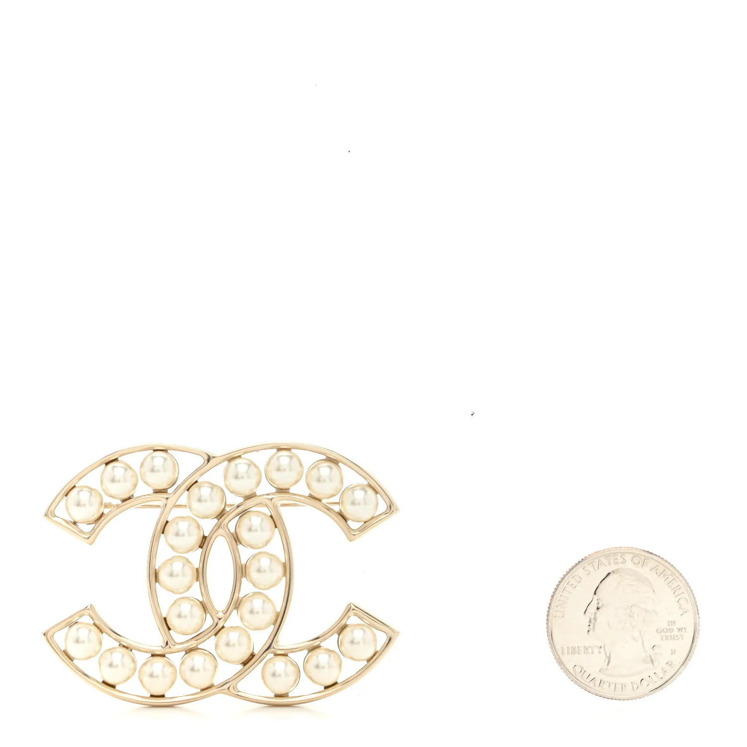 Pearl CC Brooch Light Gold - Image 2