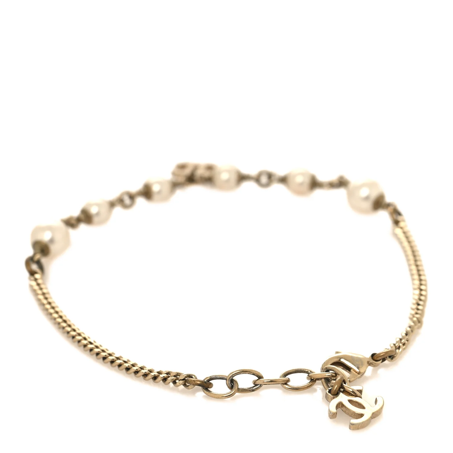 Pearl CC Chain Anklet Gold Pearly White - Image 4