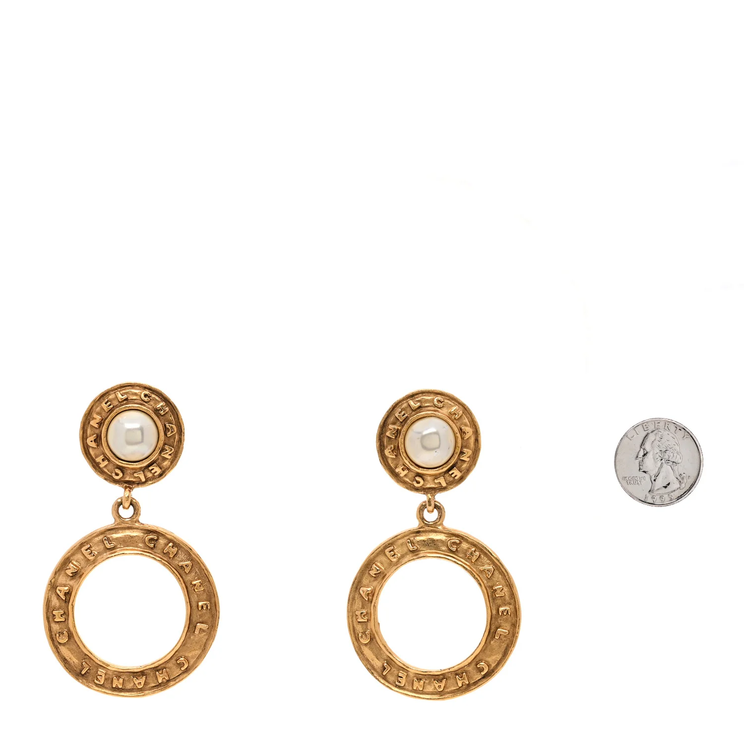 Pearl CC Clip On Earrings Gold - Image 2
