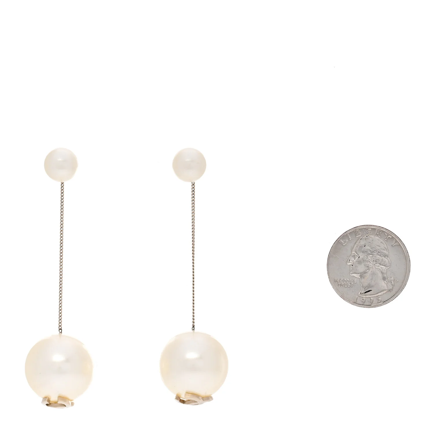 Pearl CC Drop Earrings Gold - Image 2