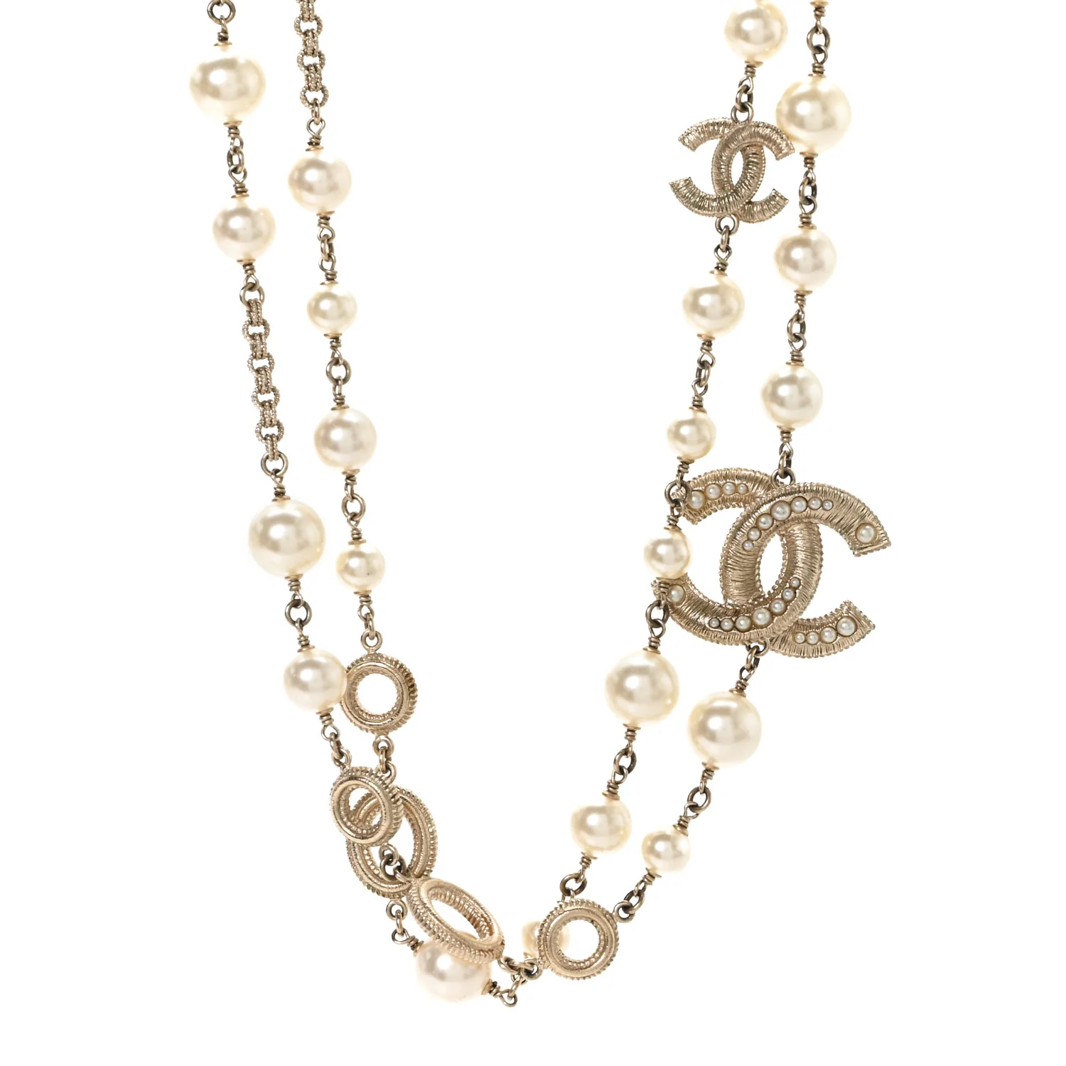 Pearl CC Necklace Light Gold
