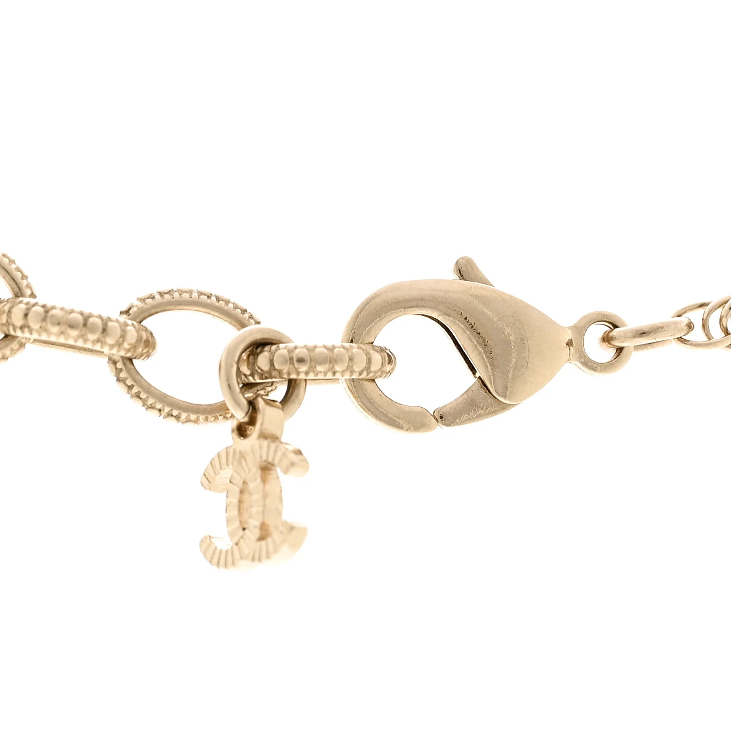 Pearl CC Round Pendant Necklace Gold - Image 4