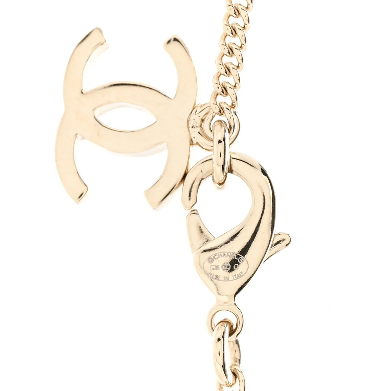 Pearl Crystal CC Deer Long Necklace Gold Green - Image 5