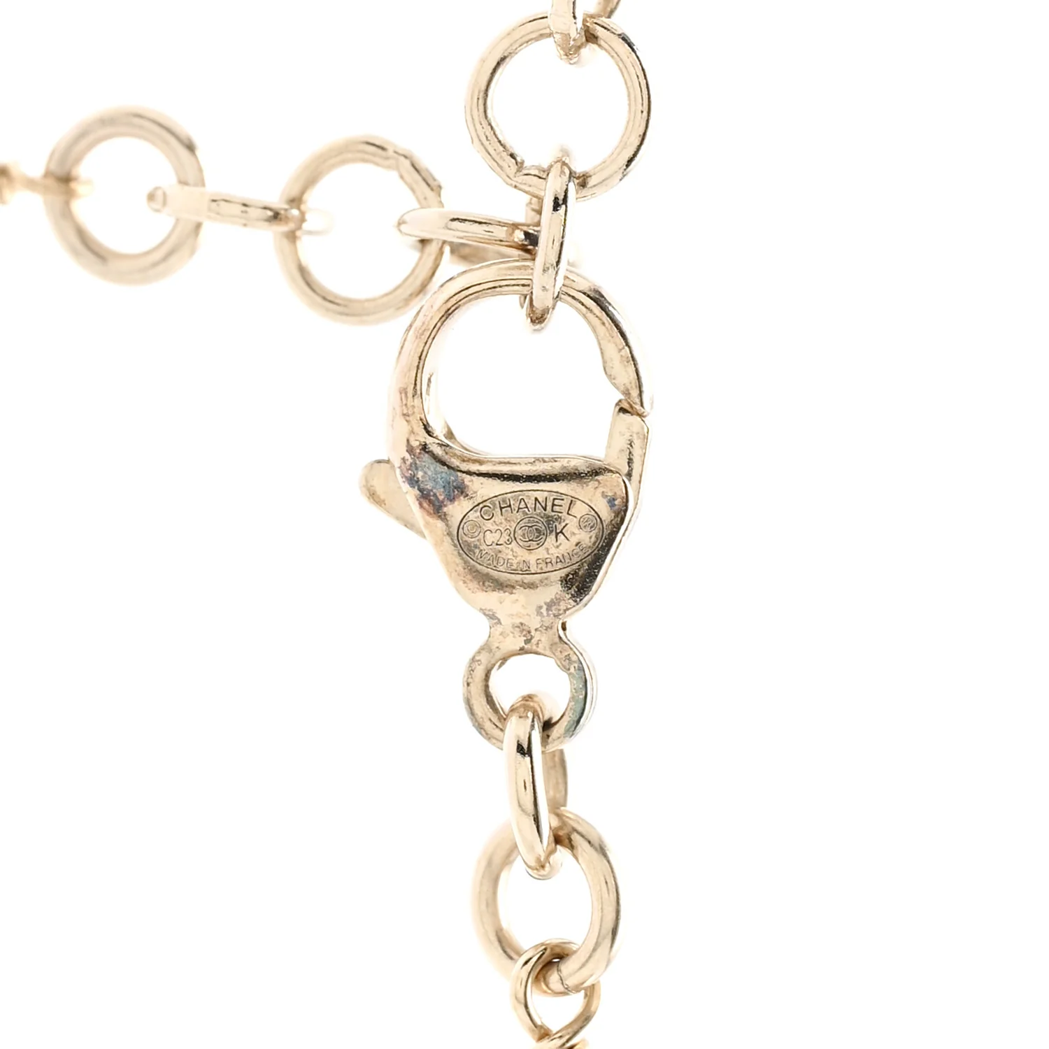 Pearl Crystal CC Flower Necklace Pearly White Light Gold - Image 5