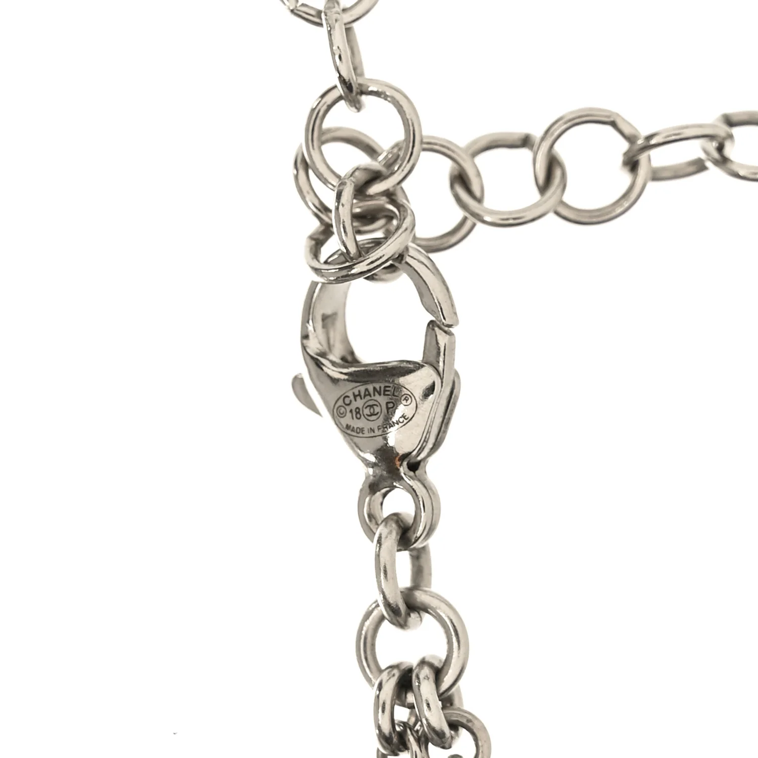 Pearl Crystal CC Long Necklace Pearly White - Image 4