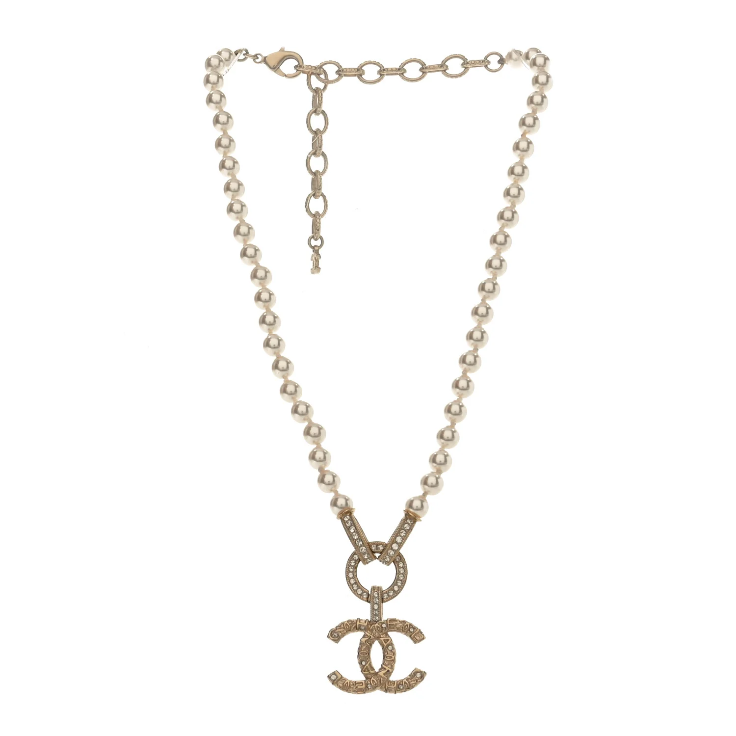 Pearl Crystal CC Short Necklace - Image 3