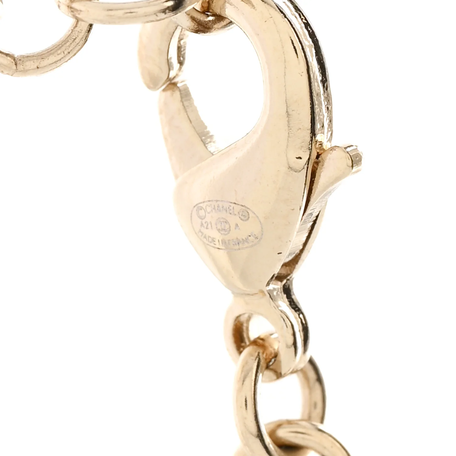 Pearl Crystal CC Short Necklace Gold - Image 5