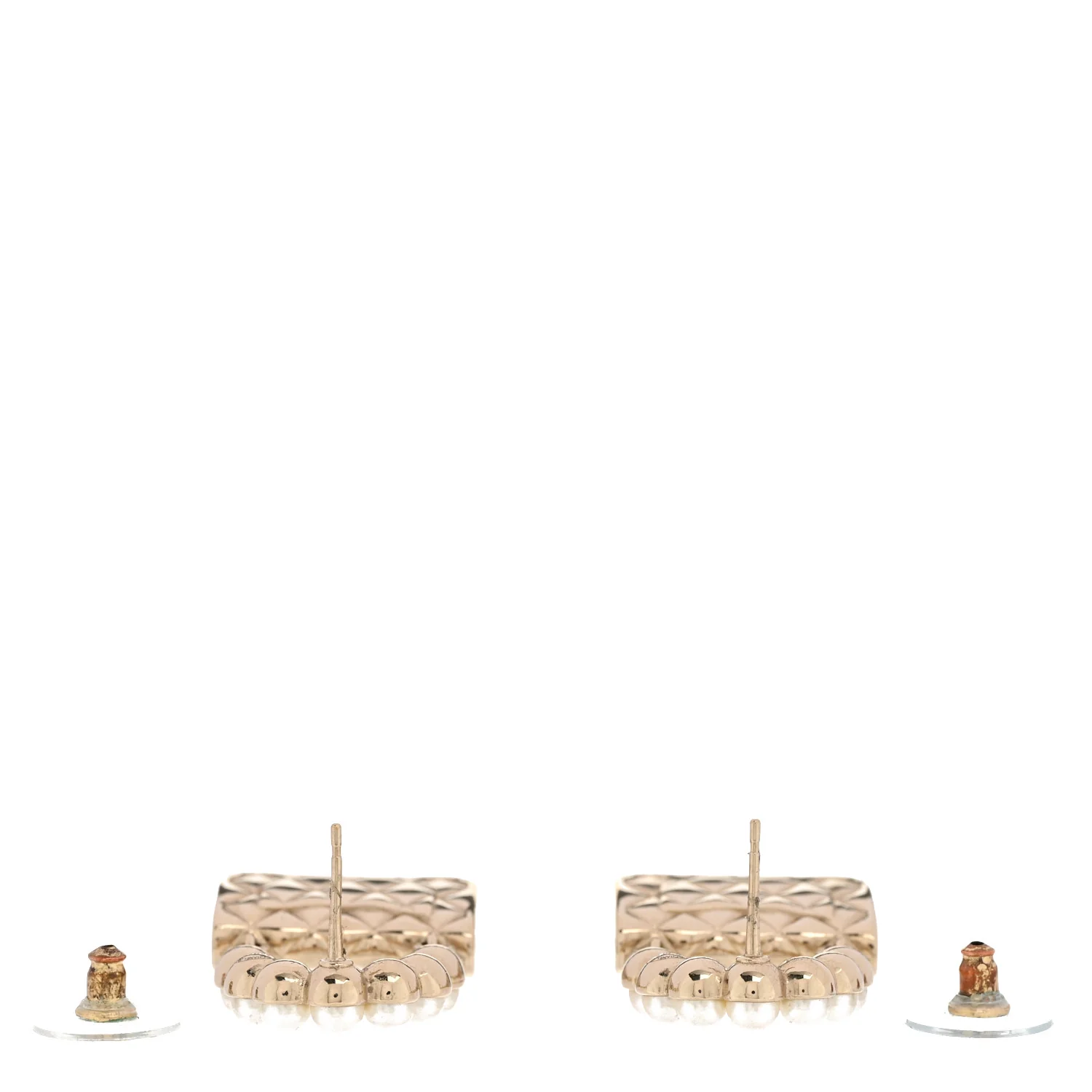 Pearl Quilted CC Flap Bag Earrings Gold - Image 3