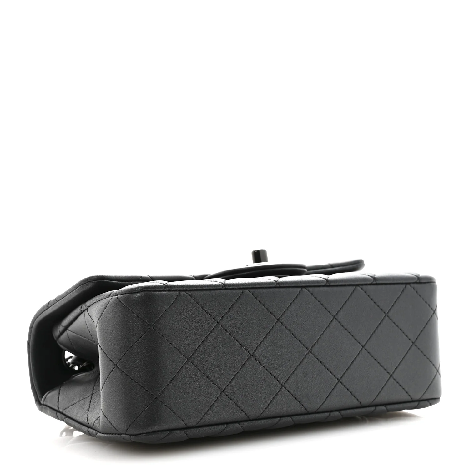 Pearly Lambskin Quilted Mini Rectangular Flap So Black - Image 4