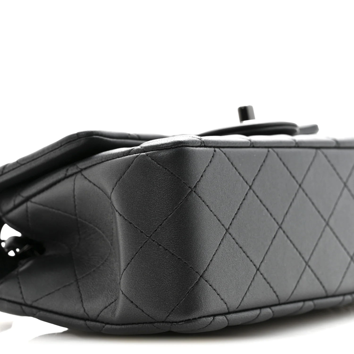 Pearly Lambskin Quilted Mini Rectangular Flap So Black - Image 9