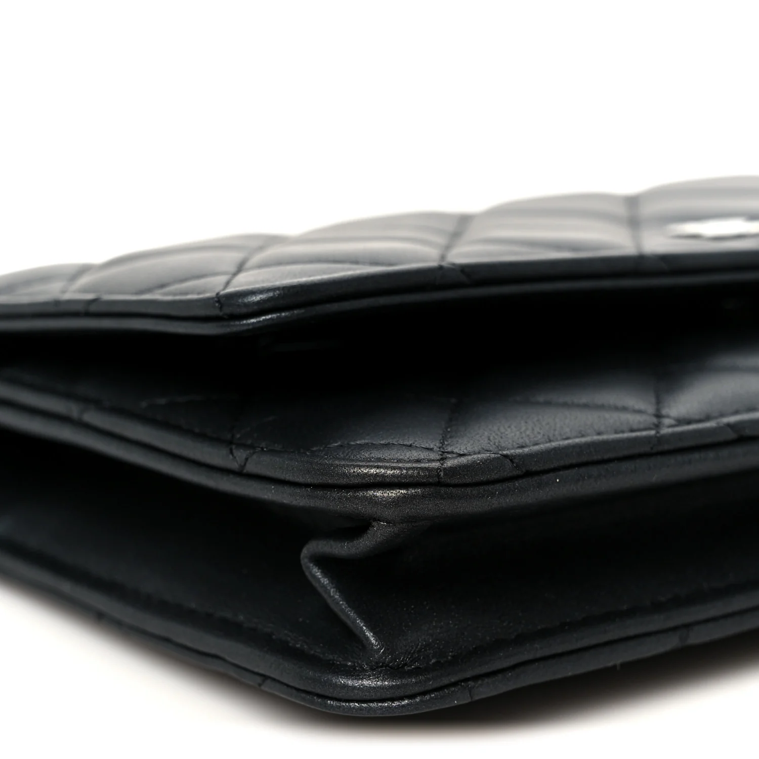 Pearly Lambskin Quilted Wallet On Chain WOC So Black - Image 10