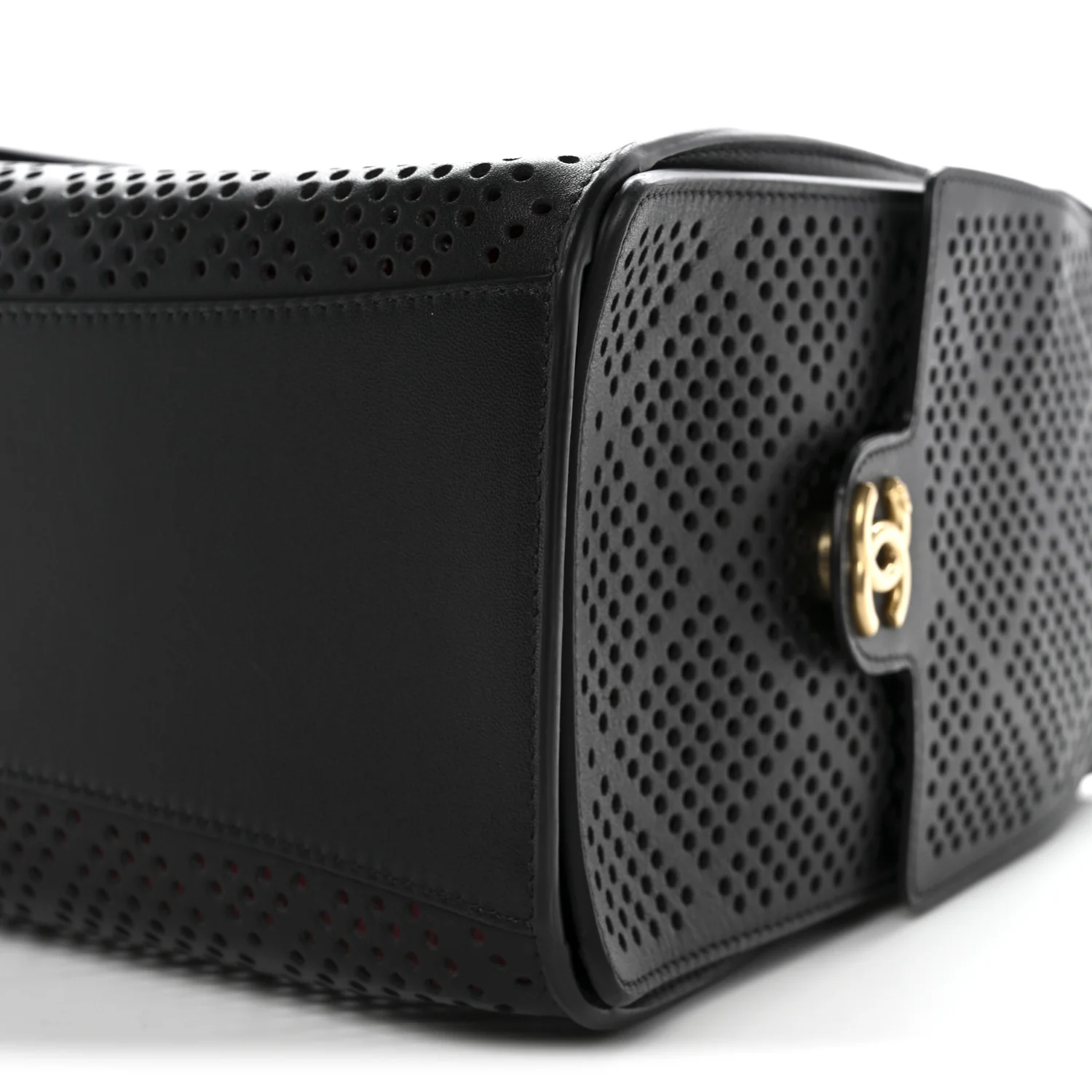 Perforated Calfskin Quilted Small Chanel 25 Handbag Black - Image 10