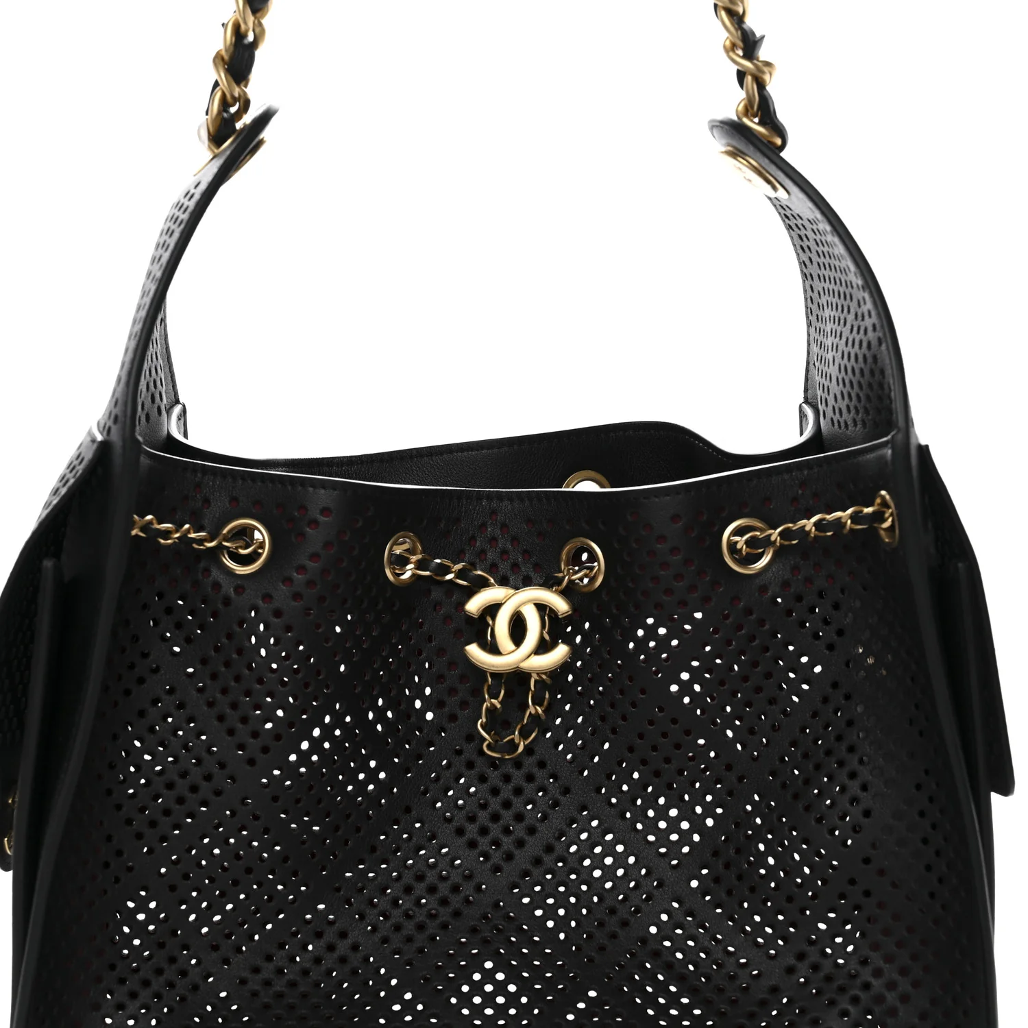 Perforated Calfskin Quilted Small Chanel 25 Handbag Black - Image 8