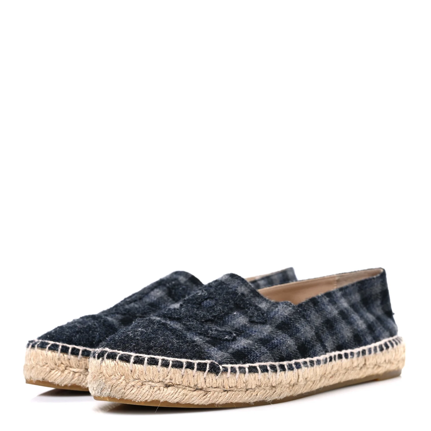 Plaid Fabric CC Espadrilles 38 Grey - Image 4