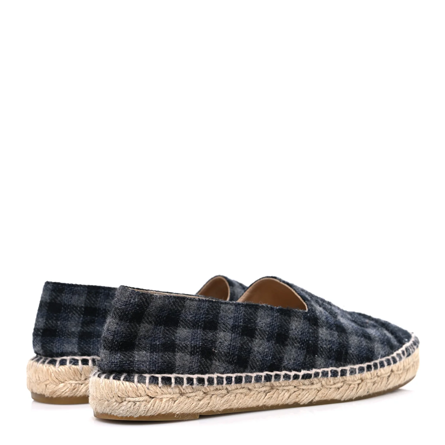Plaid Fabric CC Espadrilles 38 Grey - Image 5