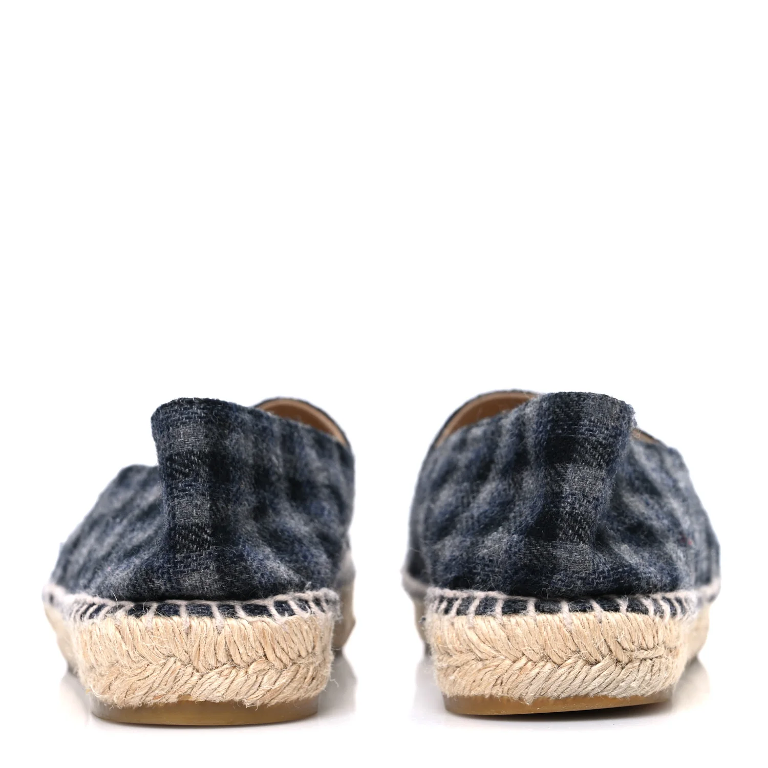 Plaid Fabric CC Espadrilles 38 Grey - Image 6
