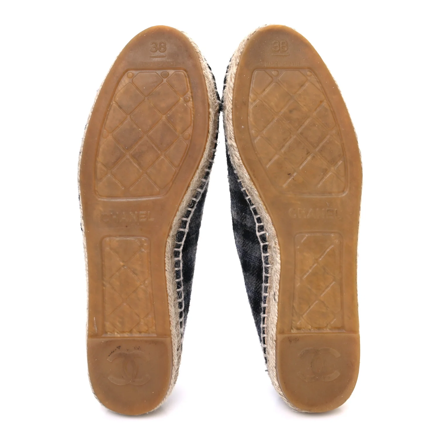Plaid Fabric CC Espadrilles 38 Grey - Image 7