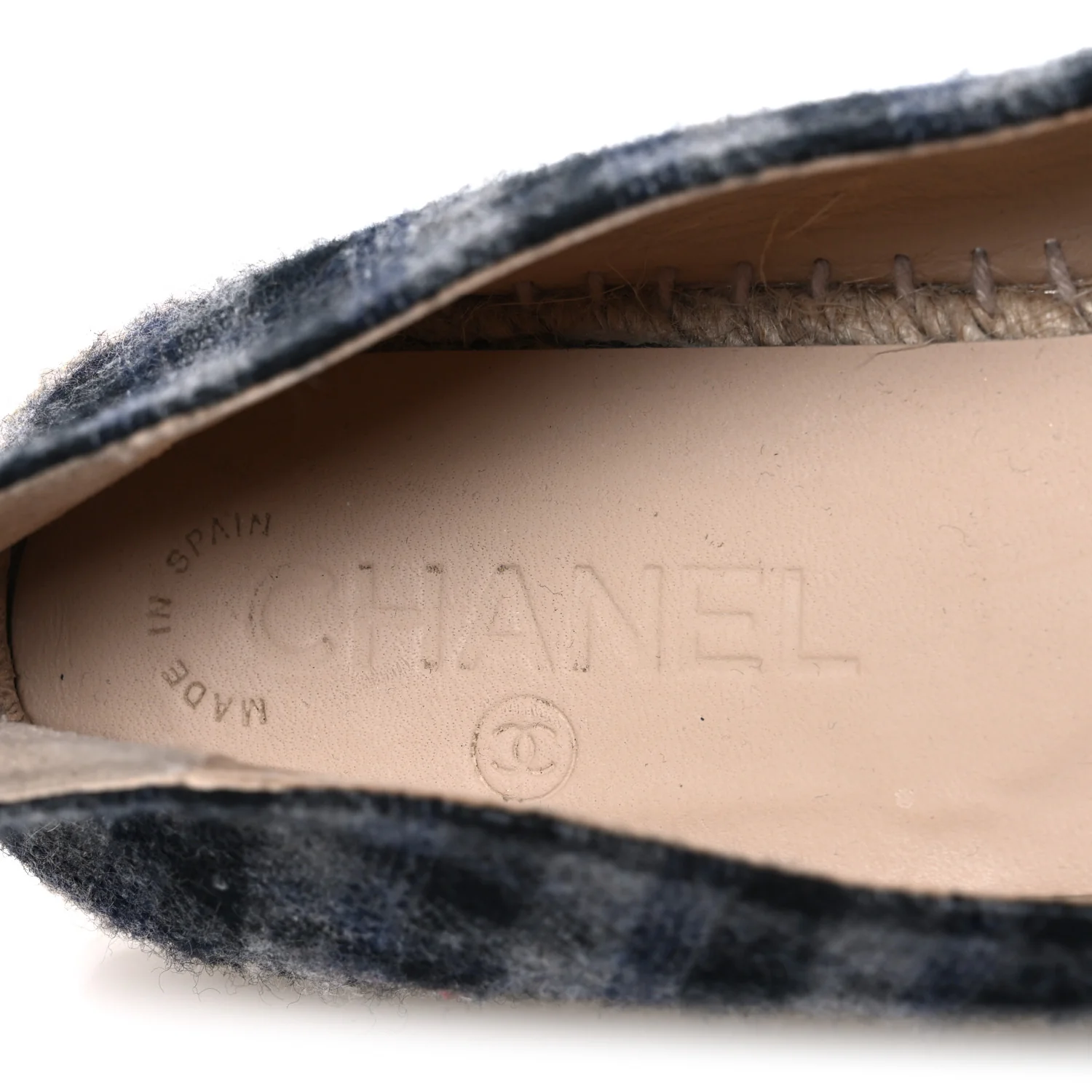 Plaid Fabric CC Espadrilles 38 Grey - Image 9