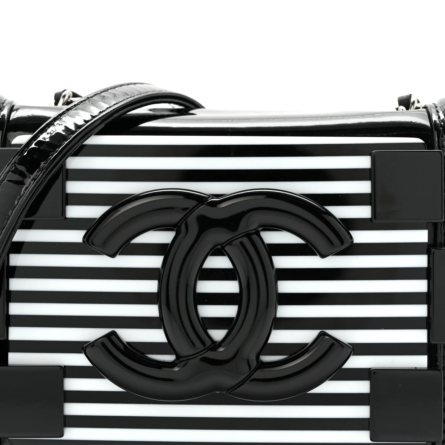 Plexiglass Patent Mini Striped Boy Brick Flap Black White - Image 8