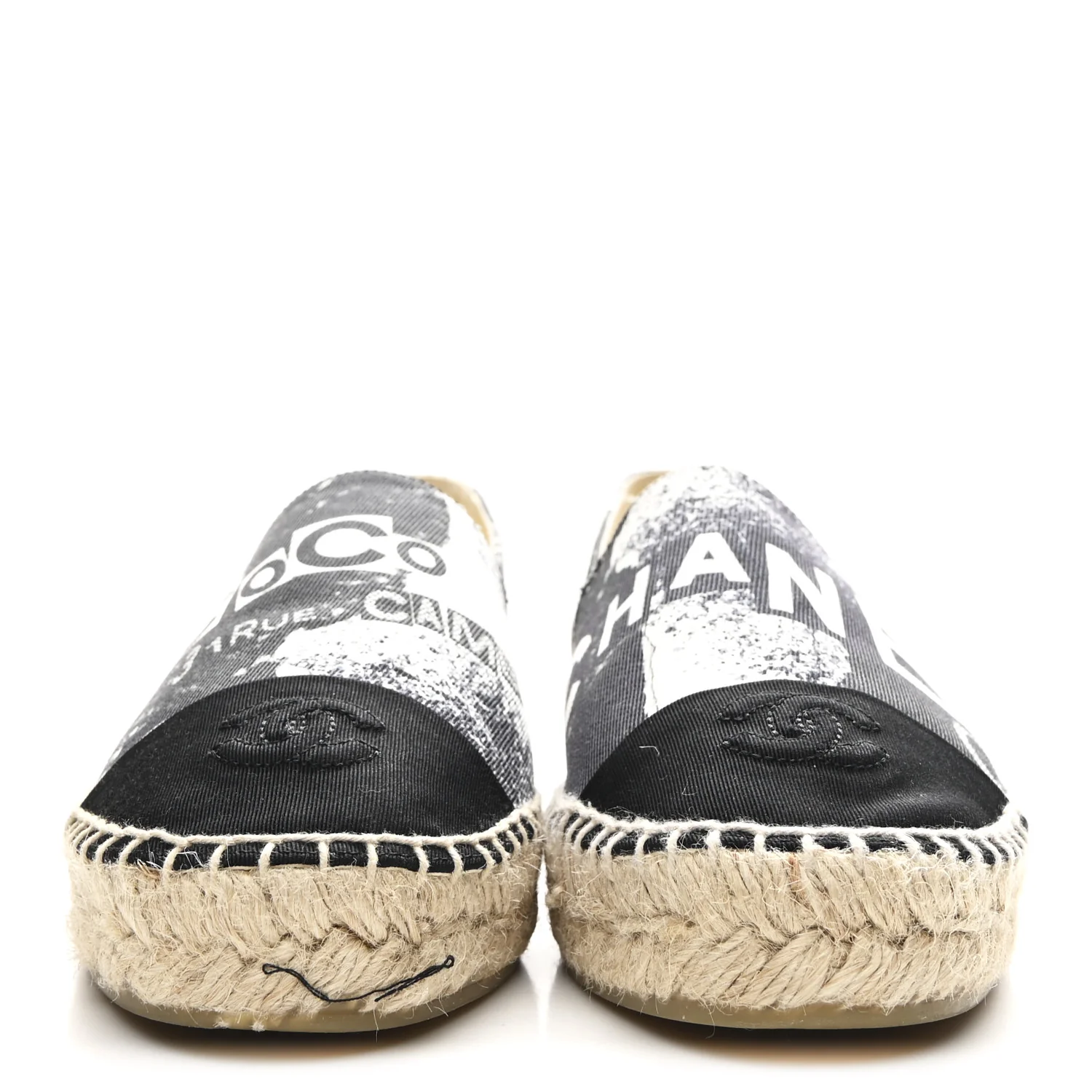 Printed Canvas Grosgrain 31 Rue Cambon Espadrilles 38 Black White - Image 3