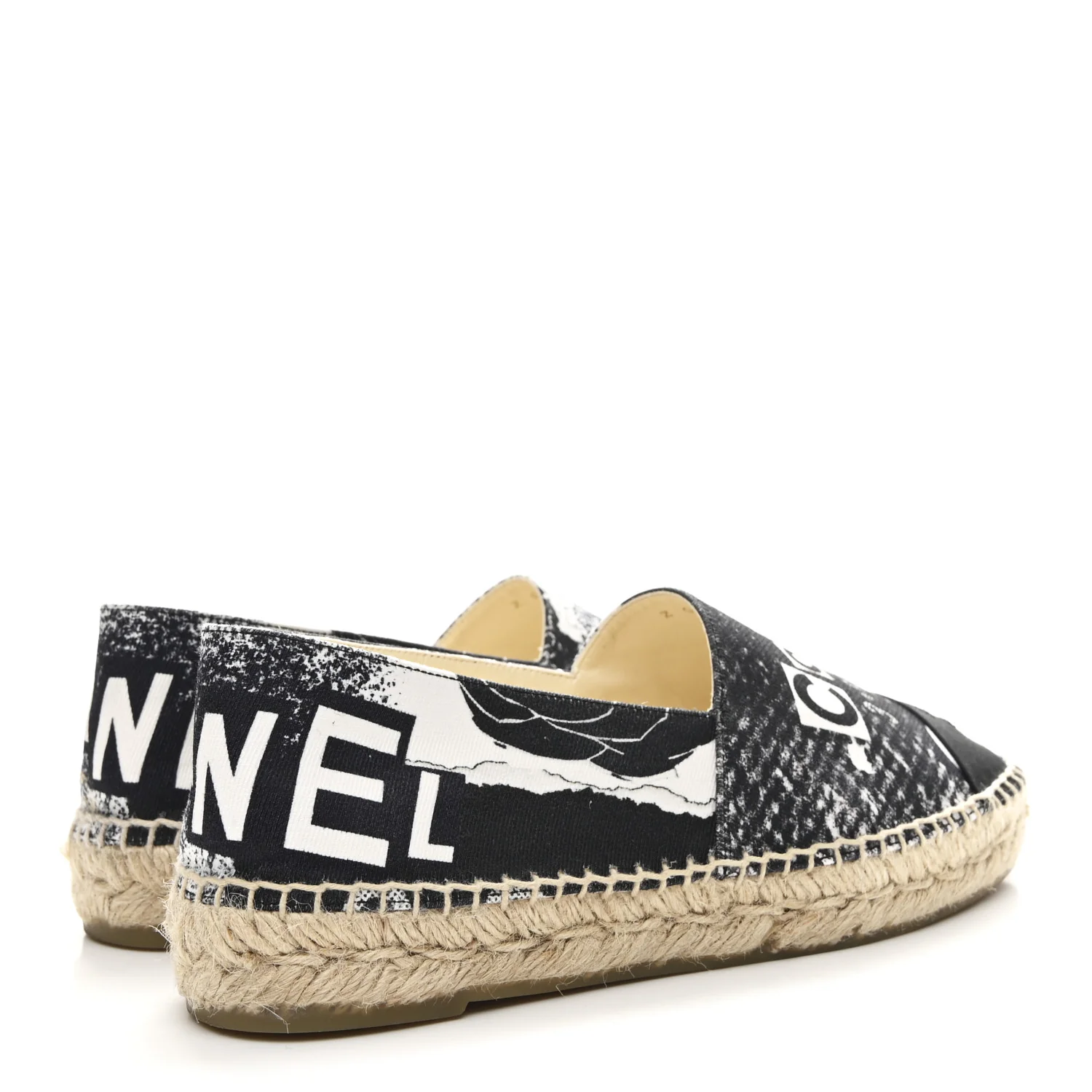 Printed Canvas Grosgrain 31 Rue Cambon Espadrilles 38 Black White - Image 5